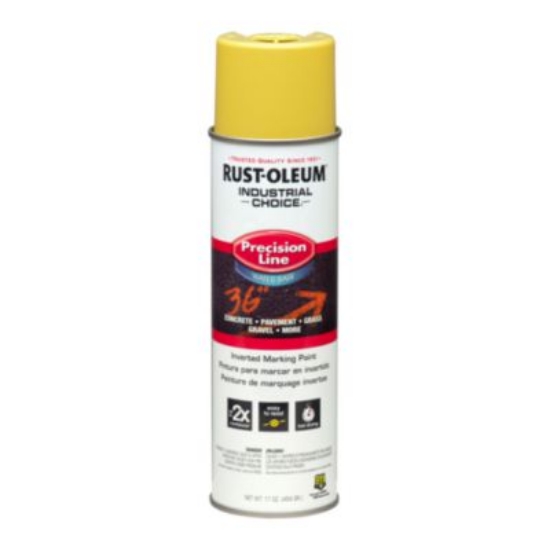 Picture of Industrial Choice Precision Line Marking Paint, Flat High-Visibility Yellow, 17 oz Aerosol Can, 12/Carton