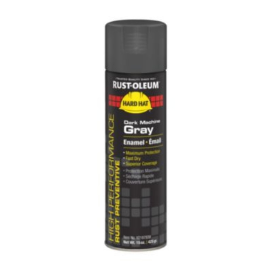 Picture of Hard Hat High Performance V2100 System Rust Preventive Enamel Spray Paint, Gloss Dark Machine Gray, 15 oz Aerosol Can, 6/CT