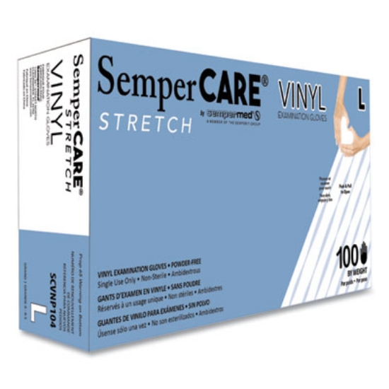 Picture of Stretch Vinyl Examination Gloves, Cream, Large, 100/Box, 10 Boxes/Carton
