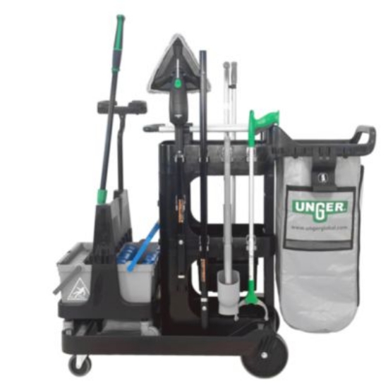 Picture of DeepCleanRx Janitorial Carts, Plastic, 3 Shelves, 24 x 26 x 26, Black
