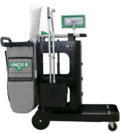 Picture of ZoneCleanRx Janitorial Carts, Plastic, 3 Shelves, 23.5 x 25 x 25, Black