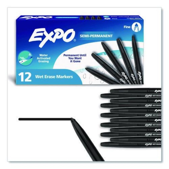 Picture of MARKER,WET ERASE,FN,12,BK